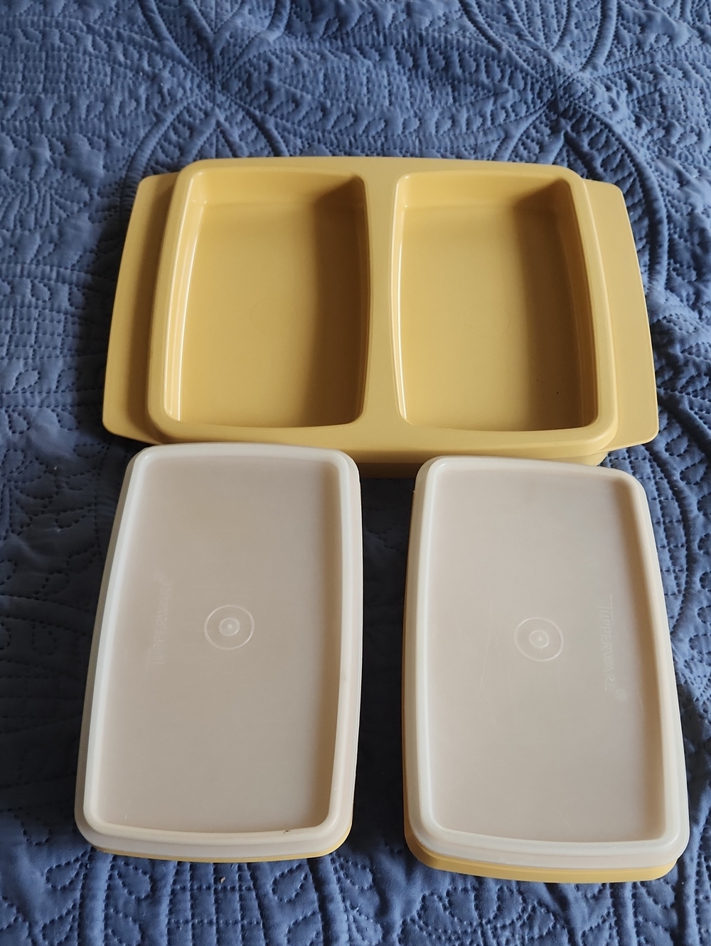 Lot Of 2 Harvest Gold Vintage Tupperware Containers Deviled Egg/Divided Deli - Picture 4 of 8